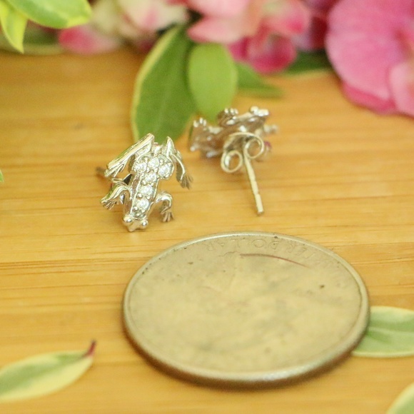 925Sterling Silver Frog with Cubic Zirconia Stones - Picture 5 of 7